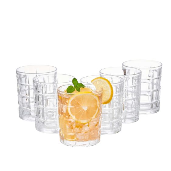 Set of 6 Luxe Geometric Highball Drinking Glasses 