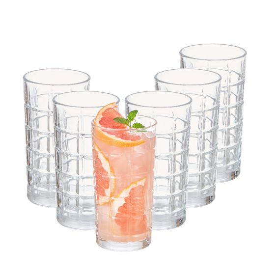 Set of 6 Luxe Geometric Highball Drinking Glasses 