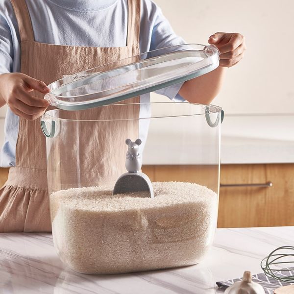 Classy Fluted Airtight Rice Box, With Garlic Storage