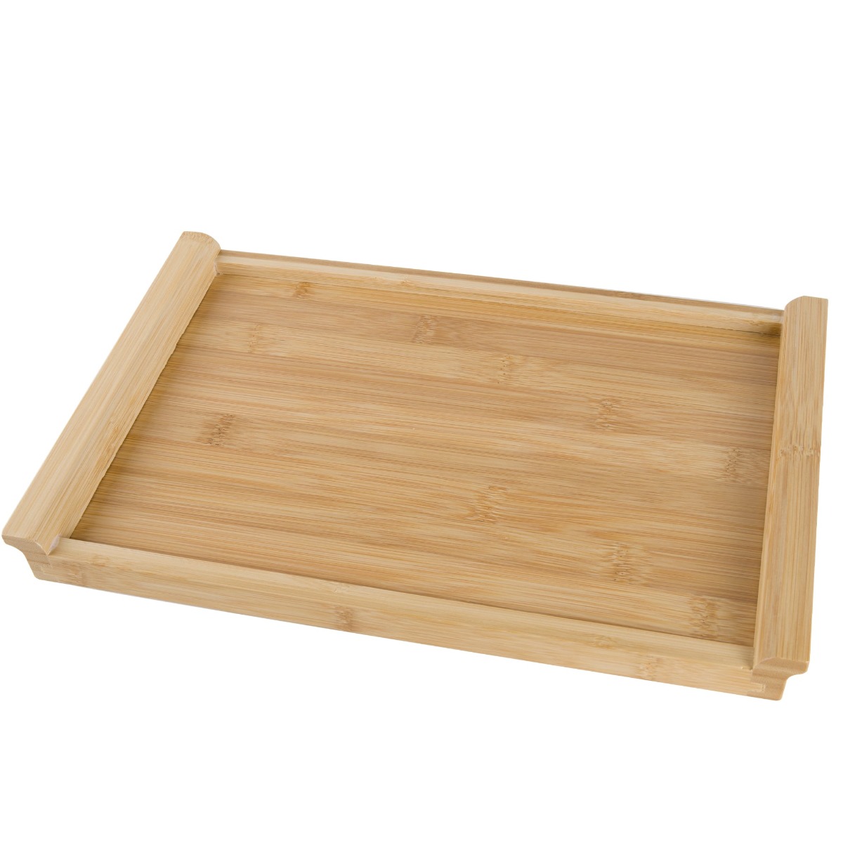 Bamboo Wood Natural Round Serving Tray, Raised Edge, Food Tray, Cut-Out  Handles (40*40*5cm)